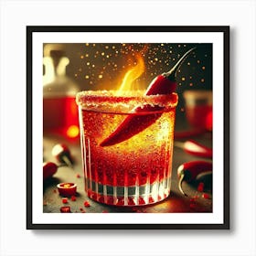 A Close Up Of The Flameburst Cocktail, A Fiery Dri Art Print