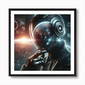 Futuristic Man In Space 3 Art Print