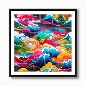 Colorful Ocean Waves Art Print