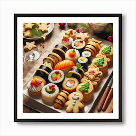 Christmas Sushi Cookies Art Print