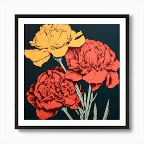 Carnation Dianthus 7 Pop Art Illustration Square Art Print