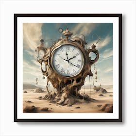 Clock In The Desert Art Print