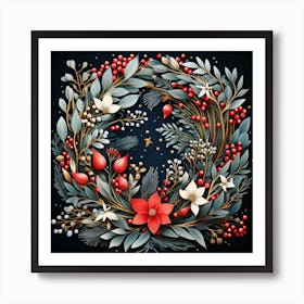 Christmas Wreath - Abstract Christmas 1 Art Print