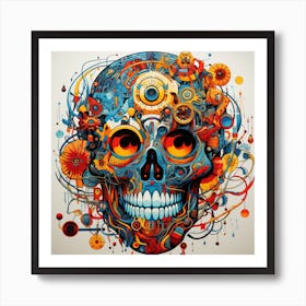 Skull Psychedelic 1 Art Print