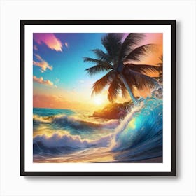 Sunset Ocean Wave Art Print