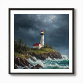 Lighthouse At Dusk Art Print