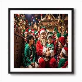 Santa Claus With Children 1 Art Print