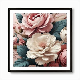 Roses Wallpaper Art Print