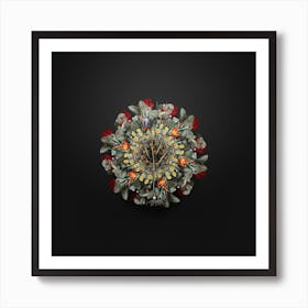 Vintage Chess Floral Wreath on Wrought Iron Black n.1350 Art Print