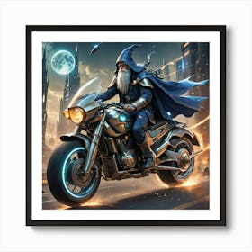 Wizard On A Motorcycle Poster