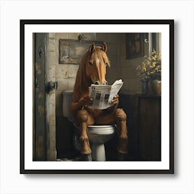 Horse Reading Newspaper 1 Art Print