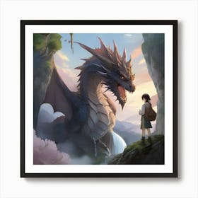 Girl And A Dragon Art Print