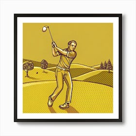 Golfer Swinging A Club Poster