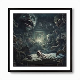 Monsters In The Bed Art Print