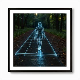 Human Walking In The Forest Art Print