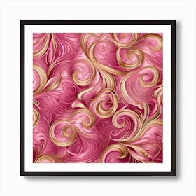 Pink And Gold Swirls 2 Art Print