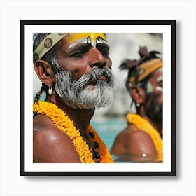 Two Indian Men In The Water Art Print