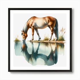 Horse Drinking Water Art Print