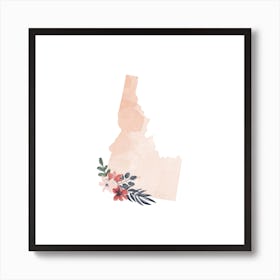 Idaho Watercolor Floral State Art Print