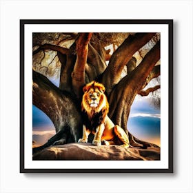 Lion Under A Tree 11 Art Print