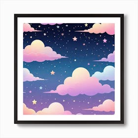 Sky With Twinkling Stars In Pastel Colors Square Composition 293 Art Print