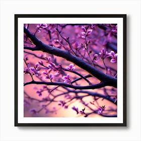Purple Blossoms On A Tree Art Print