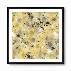 Ink Dust Splatter Yellow Art Print