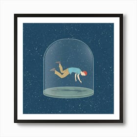 Man Falling Out Of A Glass Dome Art Print