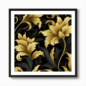 Gothic inspired gold and black floral Art Print