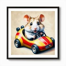 Hamster In A Car 3 Art Print