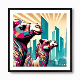 Dubai Camels Art Print