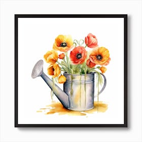 Marion Metal Watering Can With Iceland Poppies Watercolor White A4d0f81b 441e 45f9 869a Fbf2cf05de1d Art Print