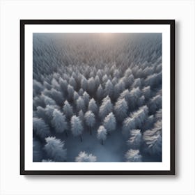 Aerial View Of Snowy Forest 13 Art Print