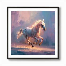 White Horse Running Art Print