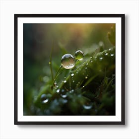 Dewdrops On Grass Art Print