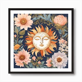 Sun And Flowers Art Print