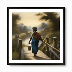 Woman With Basket Art Print Art Print