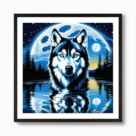 Wolf In The Moonlight Art Print