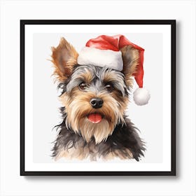 Yorkshire Terrier Santa Hat 3 Art Print