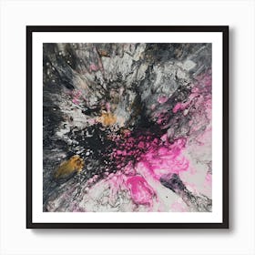 Abstract Painting, Acrylic On Canvas, Pink Color Art Print