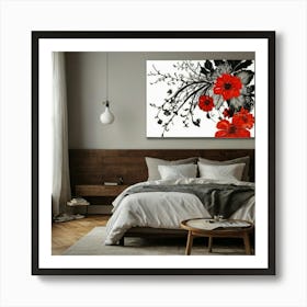 Red And Black Flowers Art Print