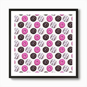 Donuts On Black Fabric Art Print
