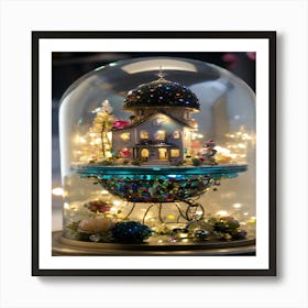 Miniature House Under A Glass Dome Art Print