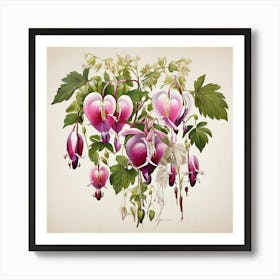 Flower Motif Painting Bleeding Heart Dicentra Art Print Art Print