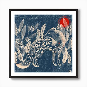 The Fox And Leaves Square Art Print