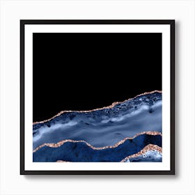 Navy & Rose Gold Agate Texture 17 Art Print