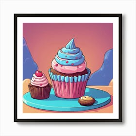 Cupcakes On A Plate Art Print