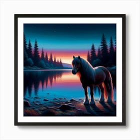 Horse By The Lake 6 Art Print