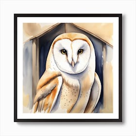 Barn Owl Watercolour2 Art Print