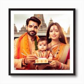 Ai Image Indian Couple In Mandir Art Print
